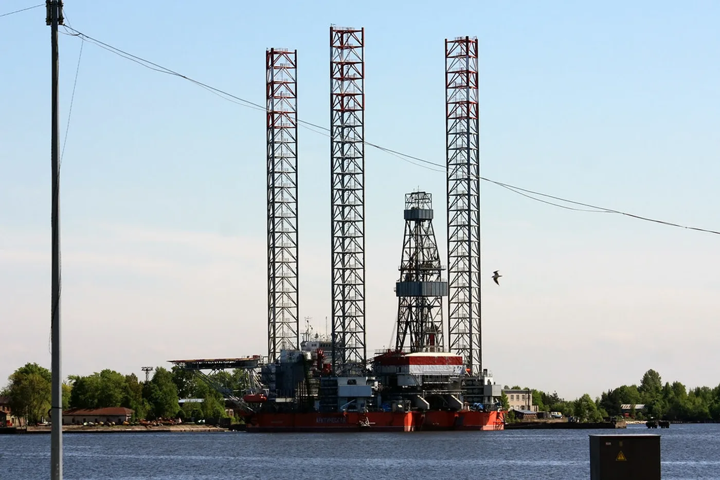 Jack-up drilling rig Arcticheskaya at sea